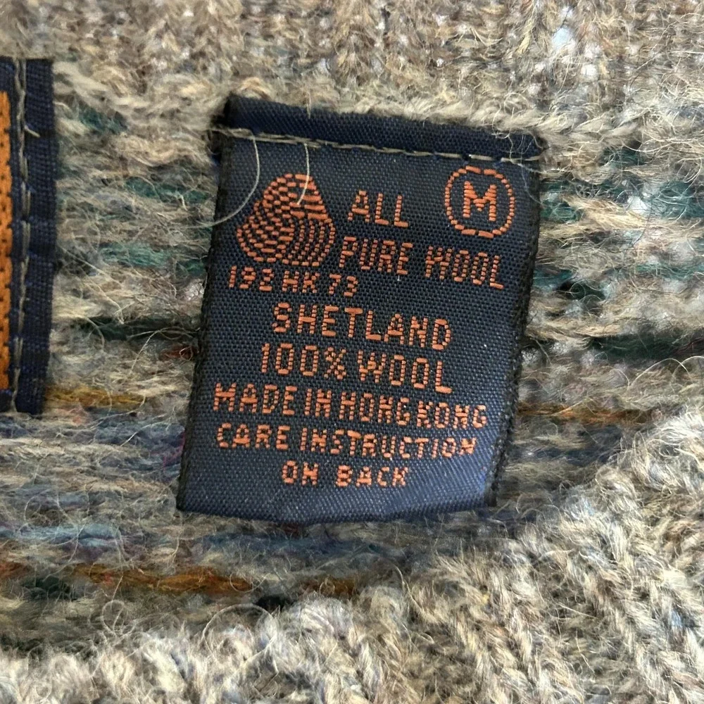 Vintage Hunting Horn Sweater Mens M Multicolor Shetland Wool Fair Isle Hong Kong